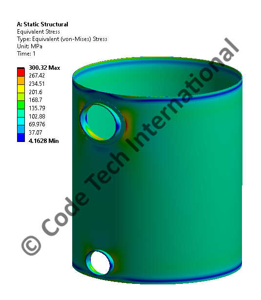 Obround Manway FE Analysis von-Mises Equivalent Stress