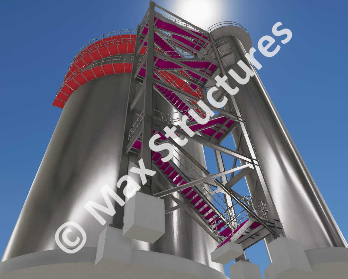 Standalone Steel Staircase Tekla Structures 3D Modeling 2