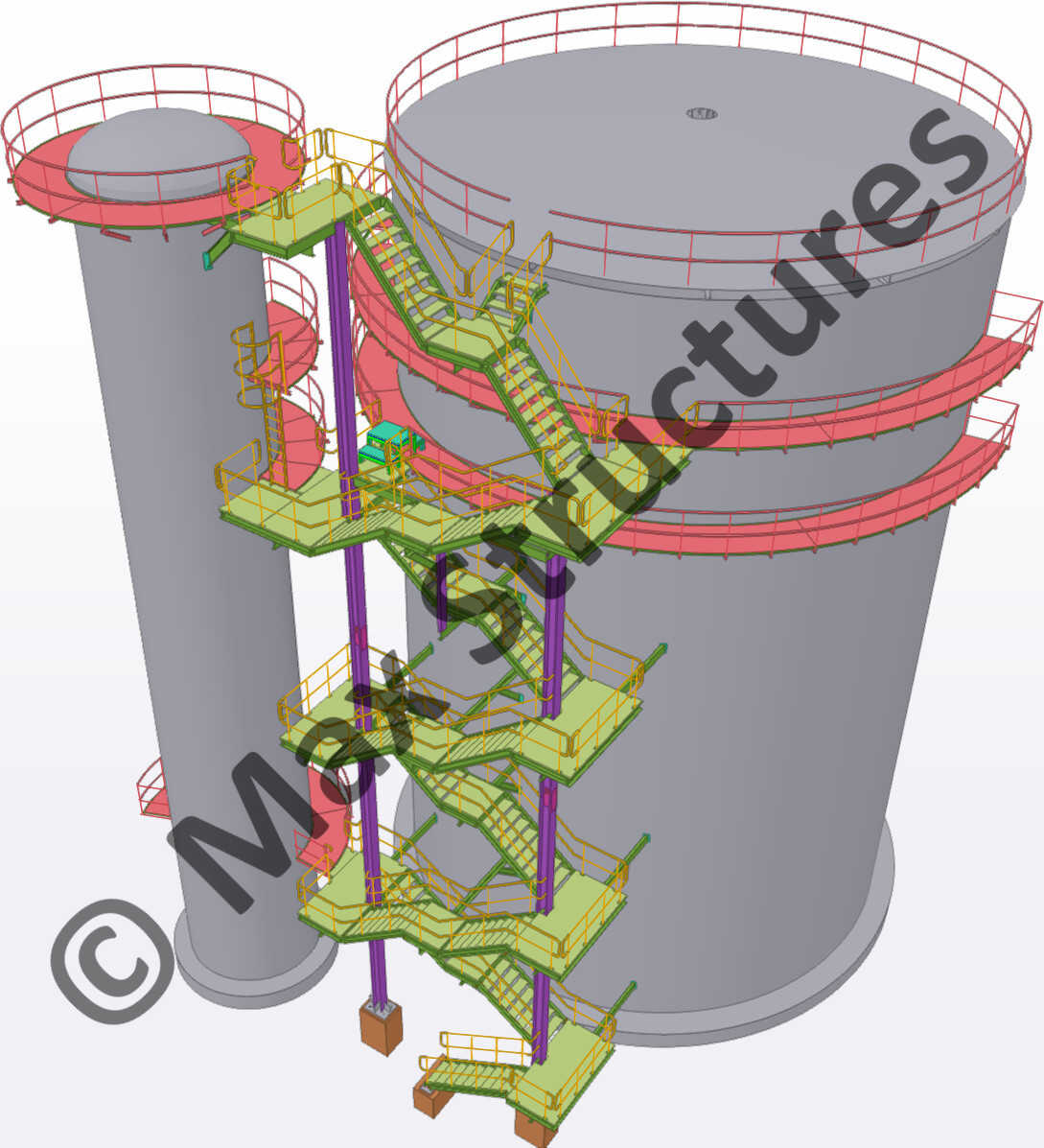Supported Steel Staircase Tekla Structures 3D Modeling 1